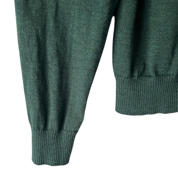 METTE Merino Wool 1/4 Zip Polo Mock neck Sweater Forest Green Large - Picture 3 of 7